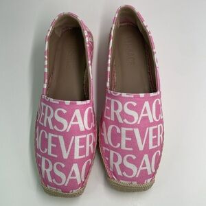 New VERSACE 10mm Cotton Canvas Espadrilles In Pink